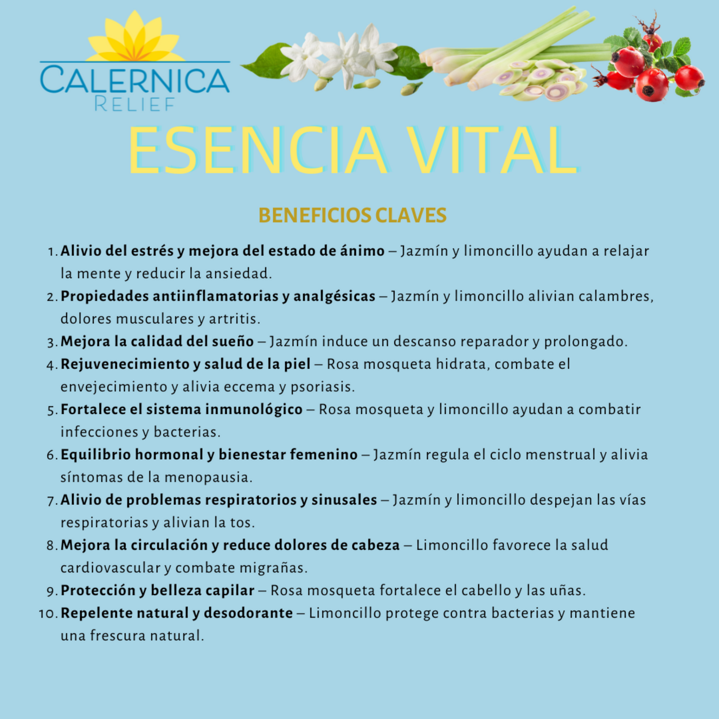 Esencia Vital (Jazmín, Limoncillo y Rosa Mosqueta)
